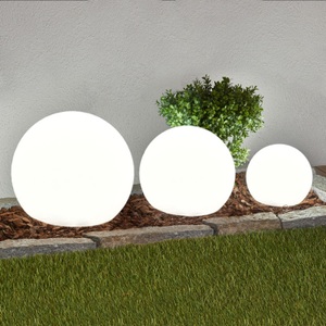 Lampenwelt.com, 3er-Set LED-Solarlampen Lago, Kugeln, Lindby LED-Solarlampen Lago, 3er-Set, Kugeln, Erdspieß, weiß