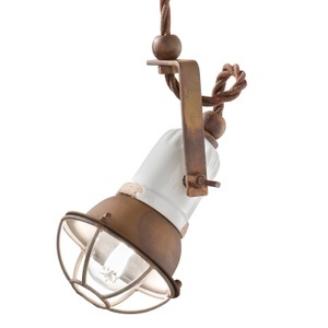 Ferro Luce, Spotartige Hängelampe C1660/1 mit Korb weiß, Hängeleuchte C1660/1 mit Käfig, weiß