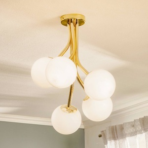 Domiluce, Deckenlampe Selva, fünfflammig versetzt, gold, Deckenlampe Selva, fünfflammig versetzt, gold