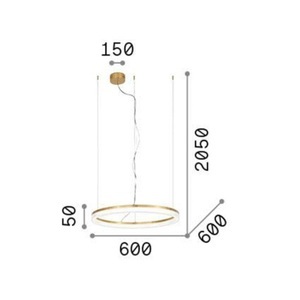 Ideallux, Ideal Lux LED-Hängelampe Crown Ø 60 cm, messingfarben Metall, Ideal Lux LED-Hängelampe Crown Ø 60 cm, messingfarben Metall