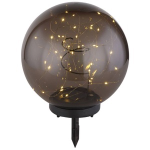 Globo, LED-Solarleuchte Kugel rauchfarben, Ø 25 cm, Solarleuchte Kunststoff 40xLED