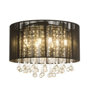 GLOBO BAGANA Deckenleuchte chrom, Seide schwarz, Glaskristalle klar, inkl. 10676 LED,