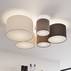 LINDBY, Lindby Laurenz Deckenlampe, 5-fl. 90cm braun-beige, Lindby Laurenz Deckenlampe, 5-fl. 93cm braun-beige