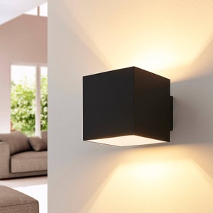 Lampenwelt.com, Schwarze LED-Wandlampe Rocco, würfelförmig, Arcchio Wandleuchte Zuzana, eckig, schwarz, G9, 10 cm breit