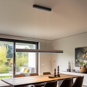 ROTHFELS, Rothfels Keijo LED-Hängelampe schwarz/nuss 123 cm, Quitani LED-Hängelampe Keijo, schwarz/nuss, 123 cm