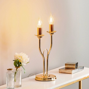 Lis Poland, Tischleuchte Retro, zweiflammig in Gold, Tischleuchte Retro, zweiflammig in Gold