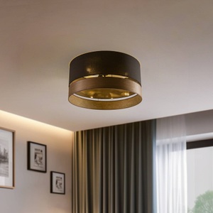 EULUNA, Euluna Levo Deckenlampe Ø60cm eiche dunkel/schwarz, Euluna Levo Deckenlampe Ø60cm eiche dunkel/schwarz