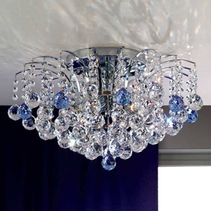 Orion, LENNARDA - Kristalldeckenleuchte blau/chrom, LENNARDA - Kristalldeckenleuchte blau/chrom