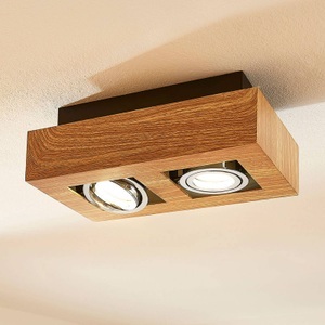 LED-Deckenleuchte Vince, 25x14cm in Holzoptik