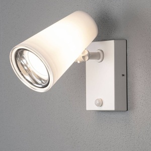 Konstsmide, Konstsmide Fano 7873-250 Außenwandleuchte mit Bewegungsmelder LED E27 25 W Weiß, LED-Außenwandstrahler Fano mit Bewegungsmelder