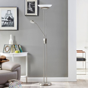 Lampenwelt.com, LED-Deckenfluter Yveta mit Leselampe, LED-Deckenfluter Yveta mit Leselampe