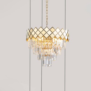 Eko-Light, Hängelampe Carisma Metall goldfarben, Glaskristalle, Ø 50 cm, Hängelampe Carisma Metall goldfarben, Glaskristalle, Ø 50 cm