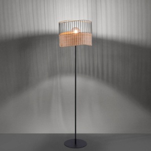 Paul Neuhaus, Land Stehlampe schwarz mit Rattan - Treccia