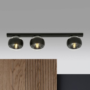 EULUNA, Deckenleuchte Linear, schwarz/klar, dreiflammig, Deckenleuchte Linear, schwarz/klar, dreiflammig