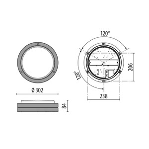 PERFORMANCE LIGHTING, LED-Wandlampe Bliz Round 30 3.000K grau dimmbar, LED-Wandlampe Bliz Round 30 3.000K grau dimmbar