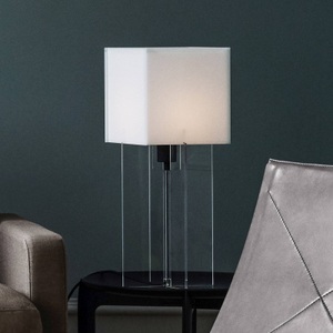 Fritz Hansen, Fritz Hansen-Cross-Plex T-500 Tischleuchte, Opal/ Klar, FRITZ HANSEN Cross-Plex Tischleuchte, Höhe 50 cm
