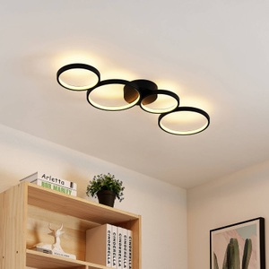 LINDBY, Lindby Evengeline LED-Deckenleuchte, Lindby LED-Deckenleuchte Evengeline, schwarz, Alu, 88 cm