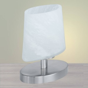 Trio Lighting, Kleine Tischleuchte Oval nickel matt, 