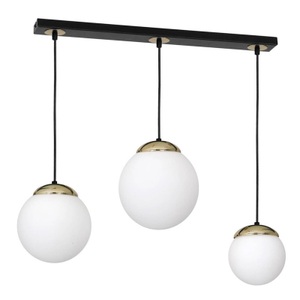 EULUNA, Hängelampe Sparta opal schwarz gold 3-flam. linear, 