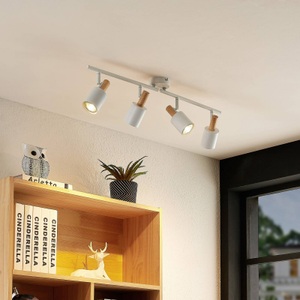 LINDBY, Lindby Junes LED-Deckenspot, vierflammig, weiß, Lindby Deckenspot Junes, 4-flammig, 74 cm lang, weiß, Holz