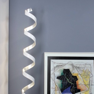Eco-Light, LED-Stehleuchte Helix, Höhe 152 cm, weiß-silber, LED-Stehleuchte Helix, Höhe 152 cm, weiß-silber