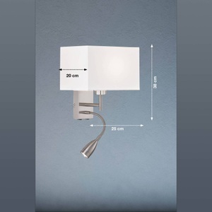 FISCHER&HONSEL GMBH, Wandleuchte Dream mit LED-Leselicht, weiß/nickel, Fischer & Honsel Wandleuchte , 30317 Dream , Weiss, Nickelfarben , Metall, Textil , 25x38 cm , getrennt schaltbar, mit Schalter , 003151139001