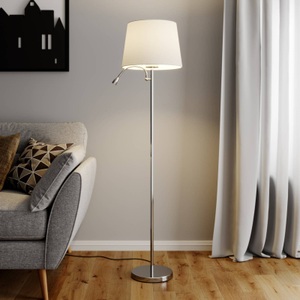 Lampenwelt.com, Benjiro - Stoff-Stehlampe mit LED-Leselicht, Benjiro - Stoff-Stehlampe mit LED-Leselicht