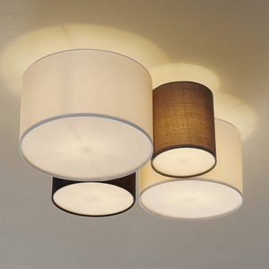 Trio Lighting, Deckenleuchte Hotel mit vier Textilschirmen, Deckenleuchte Hotel mit vier Textilschirmen