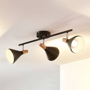Lampenwelt.com, LED-Deckenleuchte Arina in Schwarz, 3-flammig lang, Deckenleuchte Arina in Schwarz, 3-flammig lang