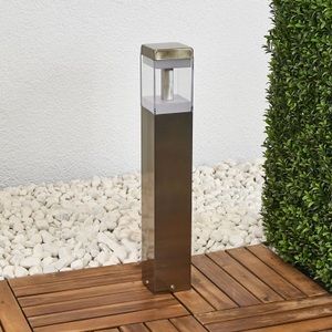 Lampenwelt.com, Sockellampe Baily mit LEDs, Edelstahl, 