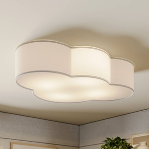 TK LIGHTING, Deckenleuchte Cloud aus Textil, Länge 62 cm, weiß, Deckenleuchte Cloud, weiß, Textil, Länge 62 cm, E27, 4-flg.