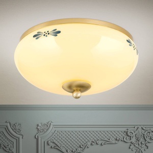 Orion, Deckenlampe Landhaus Messing champagne blau Ø 28cm, Deckenlampe Landhaus Messing creme blau Ø 28cm