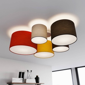 Lindby Laurenz Deckenlampe, 5-fl. 90cm, rot-gelb