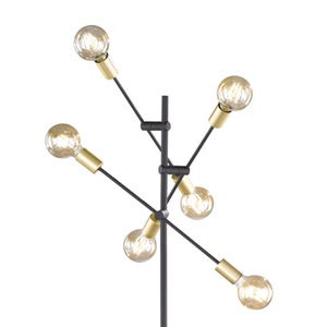 Trio Lighting, Stehlampe Cross in trendigem Schwarz-Gold-Design
