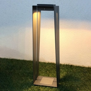 LES JARDINS, LED-Solarlaterne Skaal aus Aluminium, Sensor, 70cm, LED-Solarlaterne Skaal aus Aluminium, 70 cm, grau