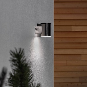 Lampenwelt.com, LED-Solar-Außenwandleuchte Tyson, rund, klar, 