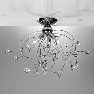 Deckenlampe Trilly in Chrom mit  Kristallen, 3fl.