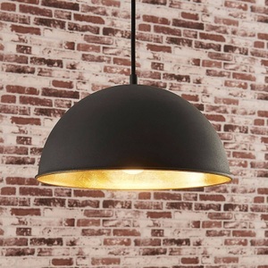 Lampenwelt.com, Schwarz-goldene Pendelleuchte Leya, Schwarz-goldene Pendelleuchte Leya