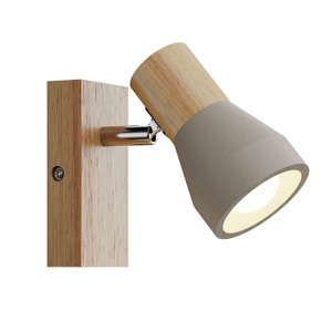 Lampenwelt.com, LED-Strahler Filiz aus Holz und Beton, 1-flammig, Lindby Strahler Filiz, 1-flammig, 12 cm hoch, Holz, Beton