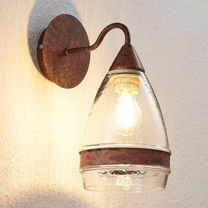 Lampenwelt.com, Glas-Wandleuchte Millina, rostbraun, Glas-Wandleuchte Millina, rostbraun