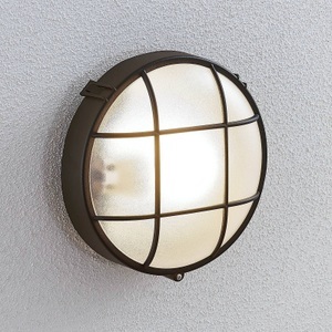 Lampenwelt.com, Außenwandlampe Alisha, rund, schwarz, Außenwandlampe Alisha, rund, schwarz