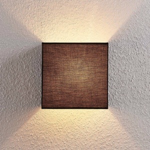 Lampenwelt.com, Stoff-Wandlampe Adea, 25 cm, quadratisch, schwarz, Stoff-Wandlampe Adea, 25 cm, quadratisch, schwarz