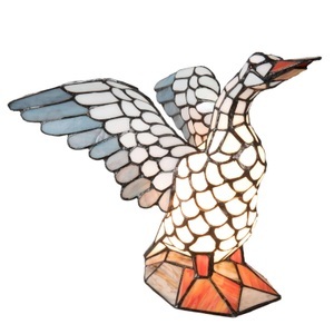 Clayre & Eef, Tischleuchte 5928 in Form einer Gans, Tiffany-Stil, 