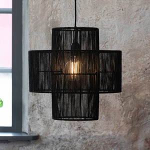 Markslöjd, Hängelampe Soga, Stecker, schwarz, Jute, Ø 40 cm, Markslöjd Pendelleuchte »Soga«