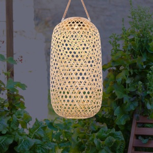 Globo, LED-Solarleuchte 33671 Laterne aus Bambusgeflecht, Solarleuchte Bambus natur 1xLED