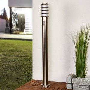 Lampenwelt.com, Edelstahl-Wegeleuchte Selina mit Sensor, 