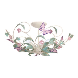 EULUNA, Deckenleuchte Butterfly, dreiflammig, Deckenleuchte Butterfly, weiß/grün/rosa, 3-flammig