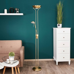 Josefin - LED-Stehlampe mit Leseleuchte, messing