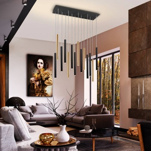 Schuller Valencia, LED-Hängelampe Varas steuerbar 14-flg gold/schwarz, LED-Hängelampe Varas steuerbar 14-flg gold/schwarz