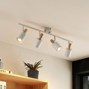LINDBY, Lindby Junes LED-Deckenspot, vierflammig, weiß, Lindby Deckenspot Junes, 4-flammig, 74 cm lang, weiß, Holz